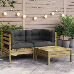 Sofá de 2 lugares para jardim c/ almofadões e apoio de pés