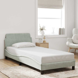 Estrutura de cama dover 90x190 cm veludo cinzento-claro