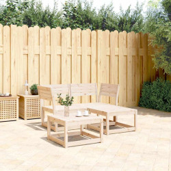 3 Pcs conjunto sofás de jardim madeira de pinho maciça