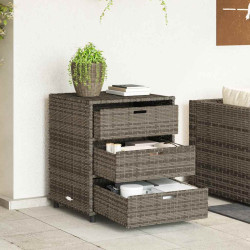 Armário de arrumação para jardim 55x59x69 cm vime PE cinzento