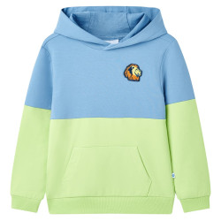 Sweatshirt para criança com capuz azul e amarelo-claro 104