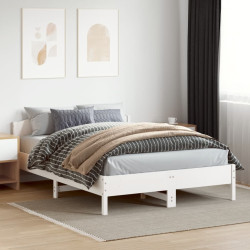Cama sem colchão 150x200 cm madeira de pinho maciça branco