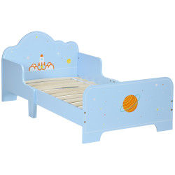 Cama para crianças de 3-6 anos 143x74x59cm cama infantil de madeira com barreiras de proteção azul
