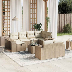 11 Pcs conjunto sofás de jardim c/ almofadões vime PE bege