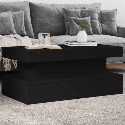 Mesa de centro com luzes LED 90x50x40 cm preto
