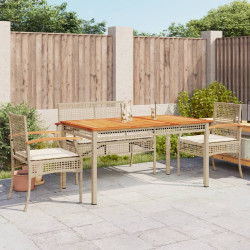 5 Pcs conjunto de jantar p/ jardim com almofadões vime PE bege