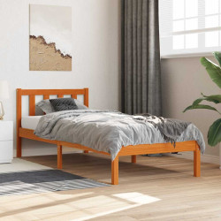 Cama sem colchão 100x200 cm pinho maciço castanho-mel