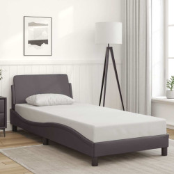 Estrutura de cama dover couro artificial 90x190 cm cinzento