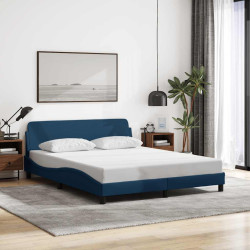 Estrutura de cama com cabeceira dover 160x200 cm tecido azul