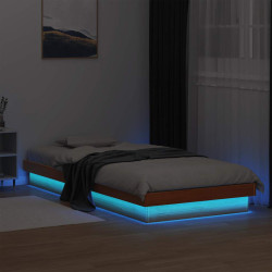 Estrutura de cama c/ leds 90x200 cm pinho maciço castanho mel