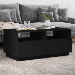 Mesa de centro com luzes LED 90x49x40 cm preto