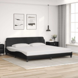 Estrutura de cama dover 200x200 cm couro artificial preto