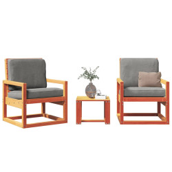 3 Pcs conjunto lounge de jardim pinho maciço castanho-mel