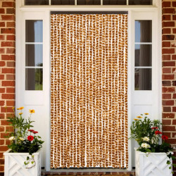 Cortina anti-insetos 100x200 cm chenille ocre e branco