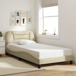 Estrutura de cama sem colchão hvar 100x200 cm tecido cor creme