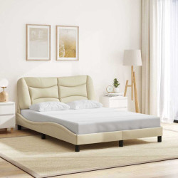 Estrutura de cama sem colchão hvar 140x200 cm tecido cor creme
