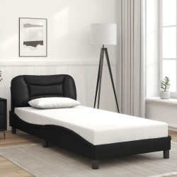 Estrutura de cama sem colchão hvar couro artificial 80x200 cm preto