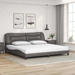 Estrutura de cama sem colchão hvar 200x200cm couro artificial cinzento