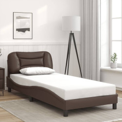 Estrutura de cama sem colchão hvar 90x200 cm couro artificial castanho