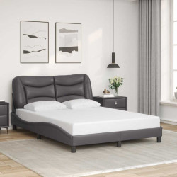 Estrutura de cama sem colchão hvar 140x200cm couro artificial cinzento