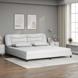 Estrutura de cama sem colchão hvar couro artificial 200x200 cm branco