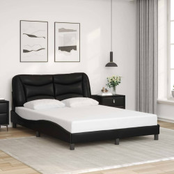 Estrutura de cama sem colchão hvar 140x190 cm couro artificial preto