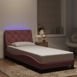 Estrutura de cama com LED sem colchão 90x200 cm veludo rosa