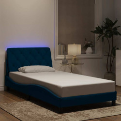 Estrutura de cama com LED sem colchão 100x200 cm veludo azul