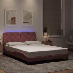 Estrutura de cama com LED sem colchão 120x200 cm veludo rosa