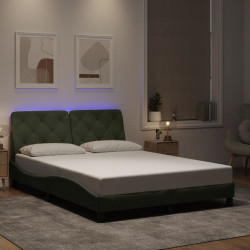 Estrutura de cama com LED sem colchão 140x200 cm veludo cinzento-claro
