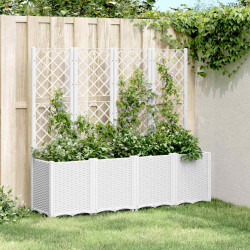 Vaso/floreira de jardim c/ treliça 160x40x140 cm PP branco