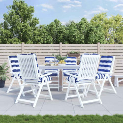 Almofadões cadeira encosto baixo 6pcs tecido oxford azul/branco