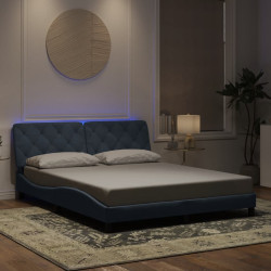 Estrutura de cama com LED sem colchão 160x200cm veludo cinzento-escuro