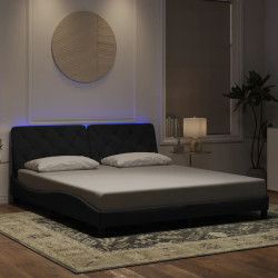 Estrutura de cama com LED sem colchão 180x200 cm veludo preto