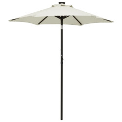 Guarda-sol de jardim com luzes LED 200x211 cm alumínio areia