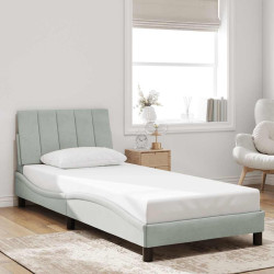 Estrutura de cama sem colchão hanko 90x200 cm veludo cinzento-claro