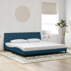 Estrutura de cama sem colchão hanko 200x200 cm veludo azul