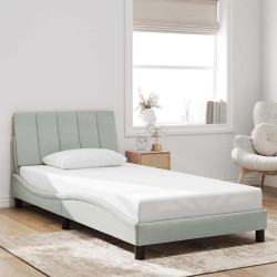 Estrutura de cama sem colchão hanko 100x200 cm veludo cinzento-claro