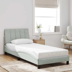 Estrutura de cama sem colchão hanko 90x190 cm veludo cinzento-claro