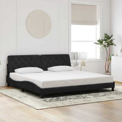 Estrutura de cama sem colchão 200x200 cm veludo preto