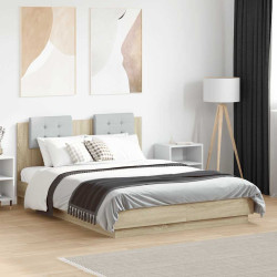 Estrutura cama cabeceira/luzes LED 120x190 cm carvalho sonoma