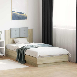 Estrutura cama c/ cabeceira/luzes LED 75x190 cm carvalho sonoma