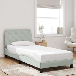Estrutura de cama sem colchão 90x200 cm veludo cinzento-claro
