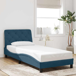 Estrutura de cama sem colchão 90x200 cm veludo azul