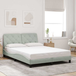 Estrutura de cama sem colchão 140x190 cm veludo cinzento-claro