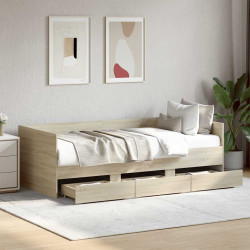 Sofá-cama com gavetas sem colchão 90x190 cm carvalho sonoma