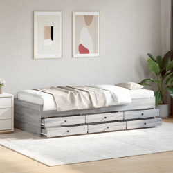 Sofá-cama com gavetas sem colchão 90x190 cm cinzento sonoma