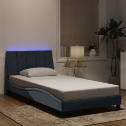 Estrutura de cama com LED sem colchão hanko 100x200cm veludo cinzento-escuro