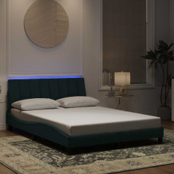 Estrutura de cama com LED sem colchão hanko 120x200 cm veludo verde-escuro