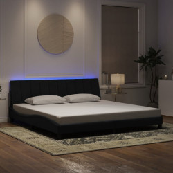 Estrutura de cama com LED sem colchão hanko 200x200 cm veludo preto
